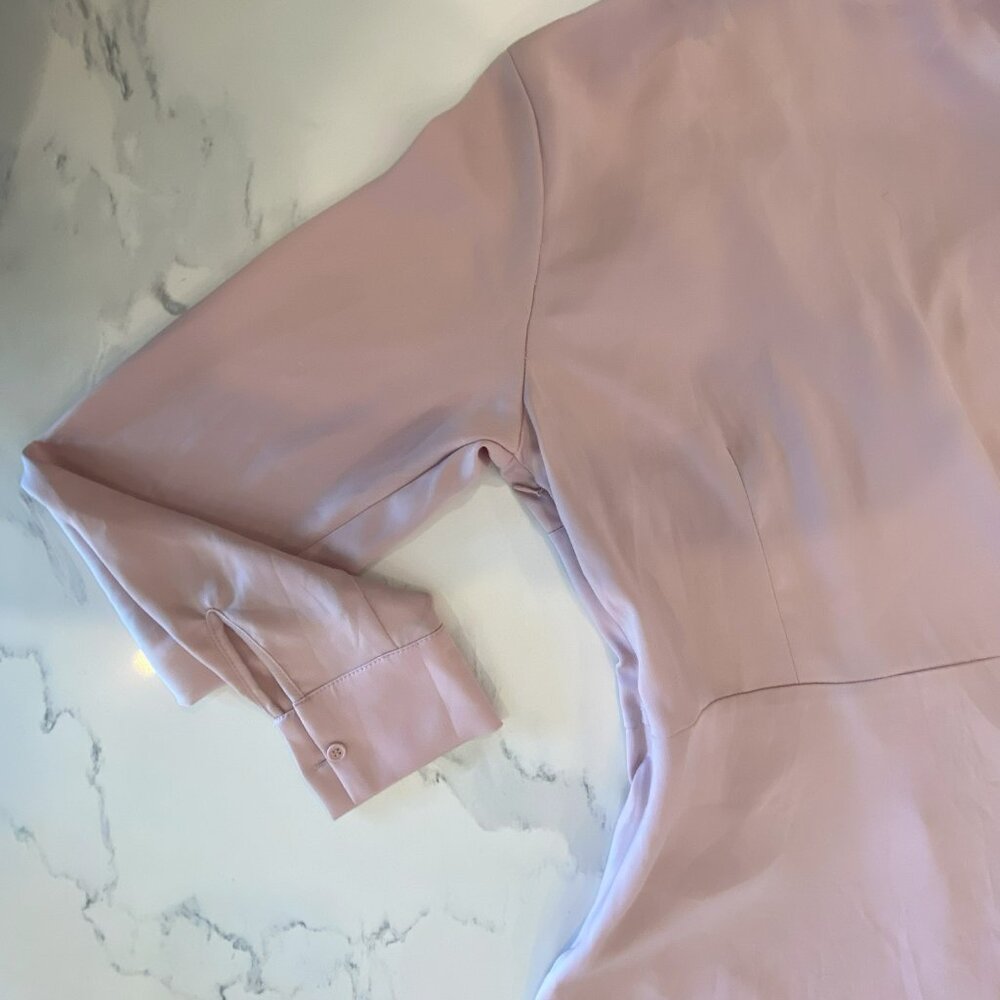 No Tag - HM, Pink, pleated, long cuffed sleeve, neck bow dress, Size M - Picture 2 of 7